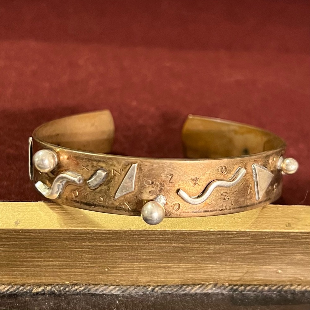 Handmade Alone Larsen Artisan Fragmentary Manifstations Mixed Gold Cuff Bracelet